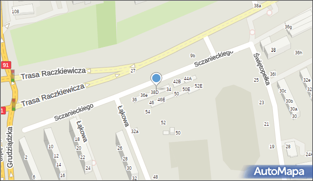 Toruń, Sczanieckiego Michała, 38E, mapa Torunia