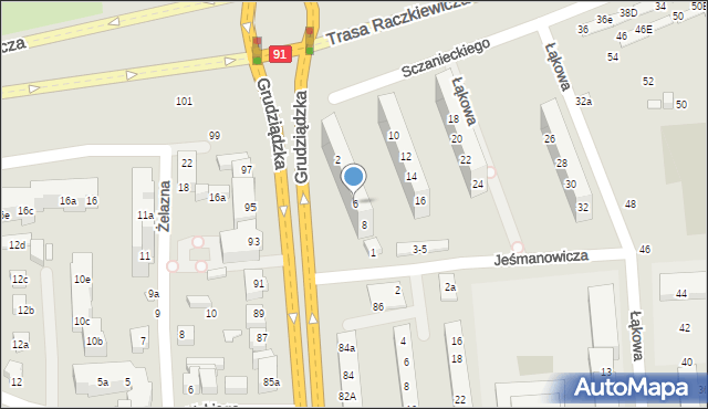 Toruń, Sczanieckiego Michała, 6, mapa Torunia