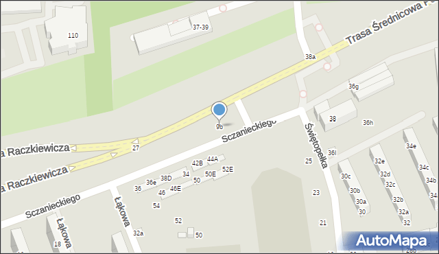 Toruń, Sczanieckiego Michała, 9b, mapa Torunia