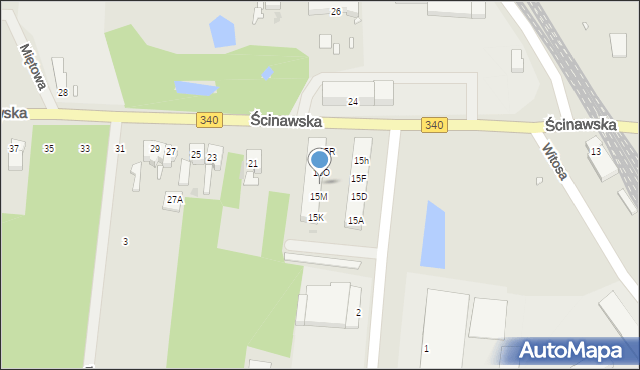 Wołów, Ścinawska, 15N, mapa Wołów