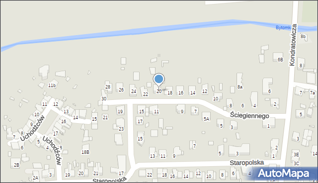 Zabrze, Ściegiennego Piotra, ks., 20, mapa Zabrza