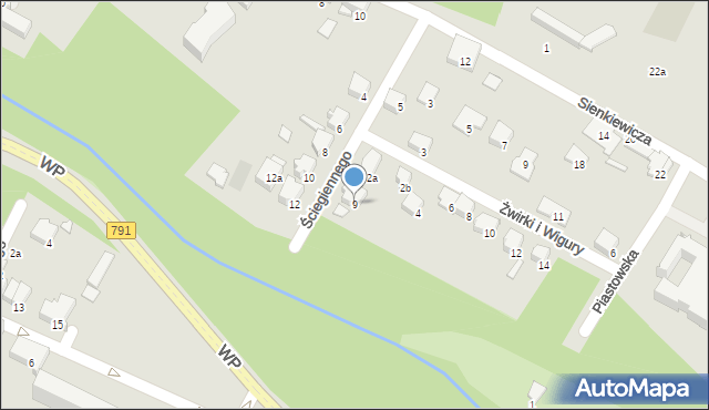 Zawiercie, Ściegiennego Piotra, ks., 9, mapa Zawiercie