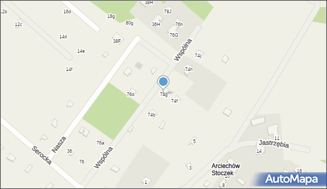 Arciechów, Serocka, 74g, mapa Arciechów