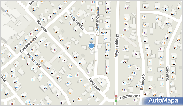 Białystok, Selmanowicza-Zagończyka Feliksa, ppłk., 1, mapa Białegostoku