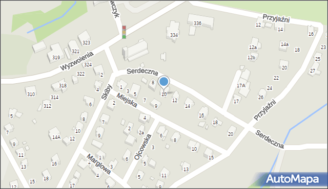 Bielsko-Biała, Serdeczna, 10, mapa Bielsko-Białej