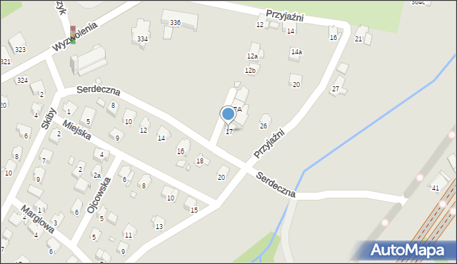 Bielsko-Biała, Serdeczna, 17, mapa Bielsko-Białej