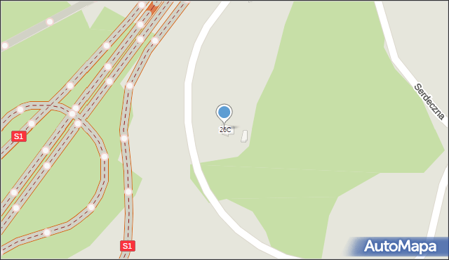 Bielsko-Biała, Serdeczna, 26C, mapa Bielsko-Białej