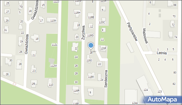 Chotomów, Serdeczna, 18, mapa Chotomów