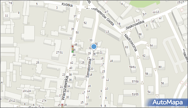 Częstochowa, Senatorska, 26, mapa Częstochowy