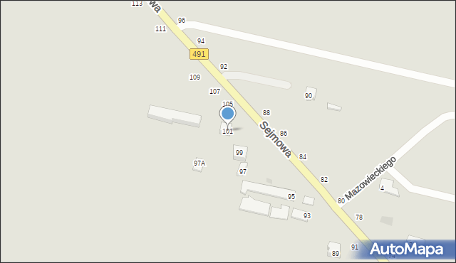 Częstochowa, Sejmowa, 101, mapa Częstochowy