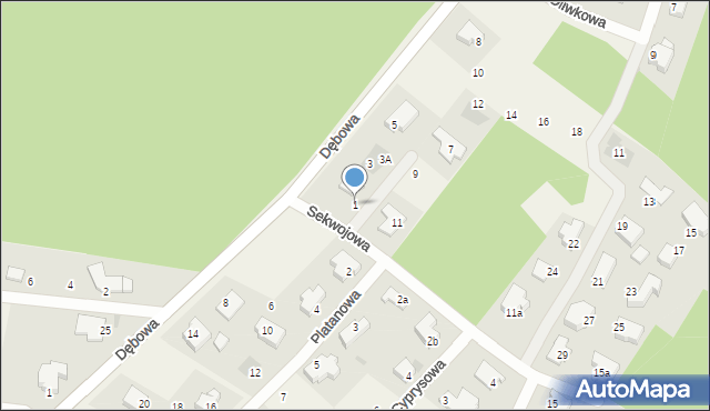 Dobra, Sekwojowa, 1, mapa Dobra