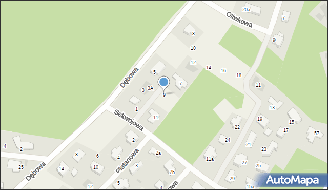 Dobra, Sekwojowa, 9, mapa Dobra