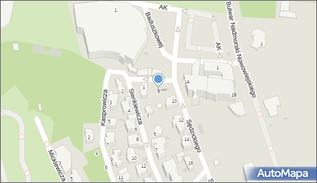 Gdynia, Sędzickiego Franciszka, 8, mapa Gdyni