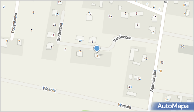 Jarużyn, Serdeczna, 3, mapa Jarużyn