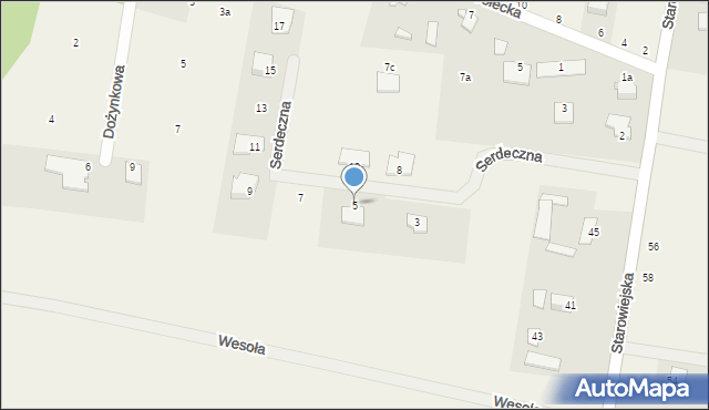 Jarużyn, Serdeczna, 5, mapa Jarużyn