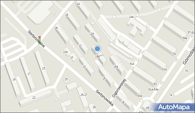 Kalisz, Serbinowska, 14a, mapa Kalisza