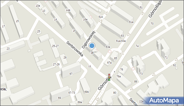 Kalisz, Serbinowska, 18, mapa Kalisza