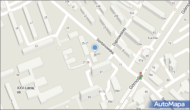 Kalisz, Serbinowska, 29, mapa Kalisza