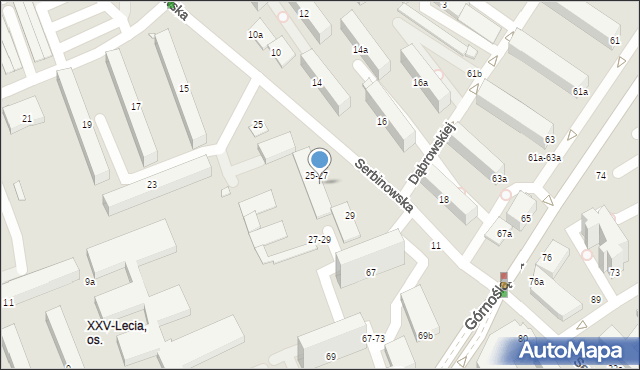 Kalisz, Serbinowska, 27, mapa Kalisza