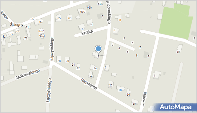 Kamieńsk, Secomskiego Kazimierza, prof., 3, mapa Kamieńsk