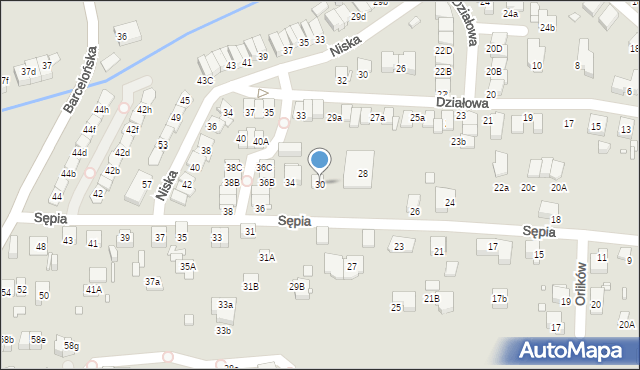 Katowice, Sępia, 30, mapa Katowic