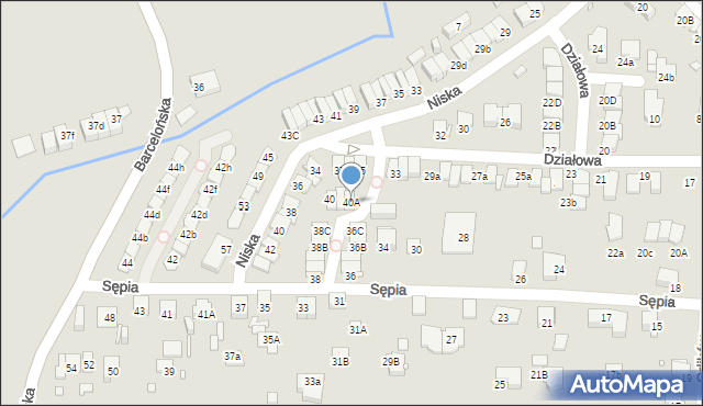 Katowice, Sępia, 40A, mapa Katowic