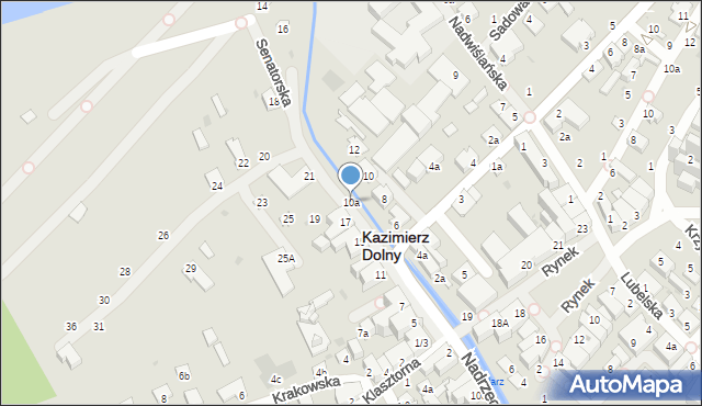 Kazimierz Dolny, Senatorska, 10a, mapa Kazimierz Dolny