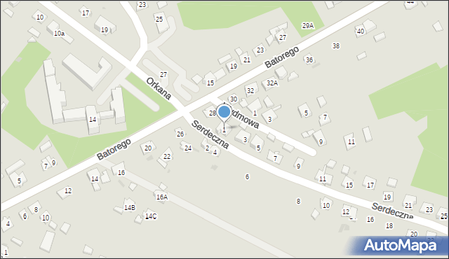 Kędzierzyn-Koźle, Serdeczna, 1, mapa Kędzierzyna-Koźle