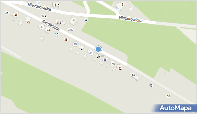 Kędzierzyn-Koźle, Serdeczna, 46, mapa Kędzierzyna-Koźle