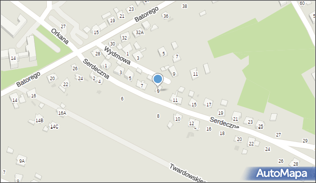 Kędzierzyn-Koźle, Serdeczna, 9, mapa Kędzierzyna-Koźle