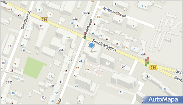 Kielce, Seminaryjska, 16, mapa Kielc