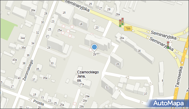 Kielce, Seminaryjska, 24, mapa Kielc