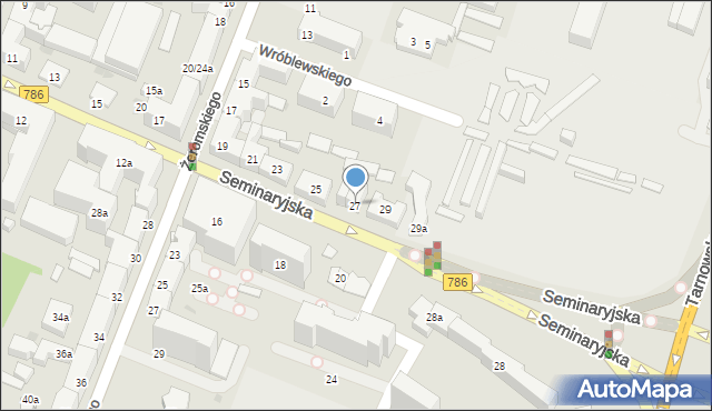 Kielce, Seminaryjska, 27, mapa Kielc
