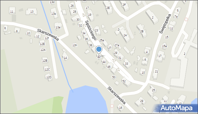 Kościerzyna, Sędzickiego Franciszka, 42, mapa Kościerzyna