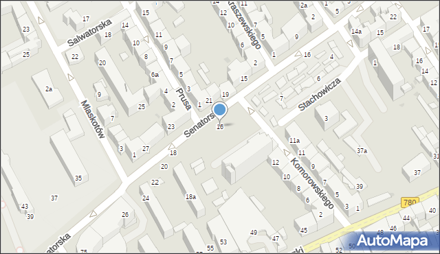 Kraków, Senatorska, 16, mapa Krakowa
