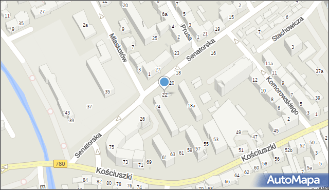 Kraków, Senatorska, 22, mapa Krakowa