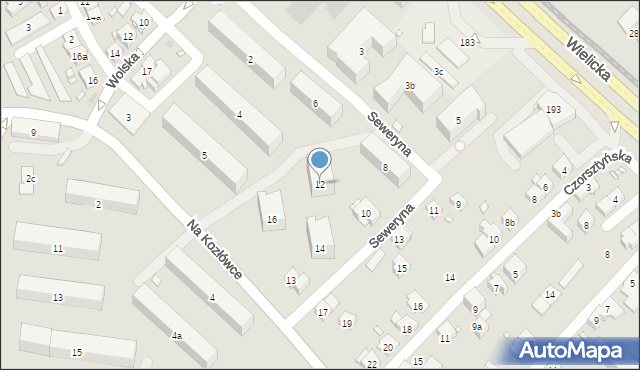 Kraków, Seweryna Tadeusza, prof., 12, mapa Krakowa
