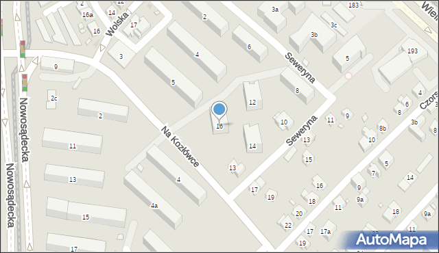 Kraków, Seweryna Tadeusza, prof., 16, mapa Krakowa