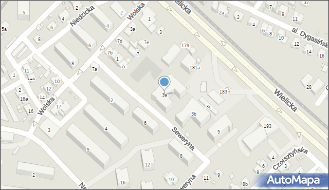 Kraków, Seweryna Tadeusza, prof., 3a, mapa Krakowa