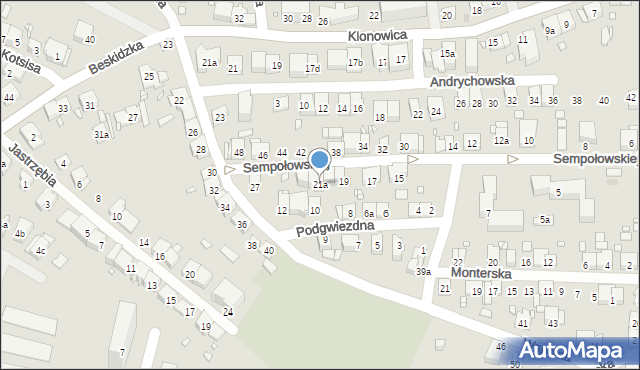Kraków, Sempołowskiej Stefanii, 21a, mapa Krakowa