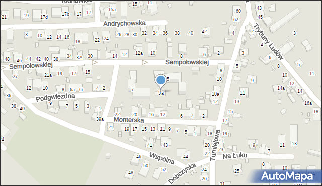 Kraków, Sempołowskiej Stefanii, 5a, mapa Krakowa