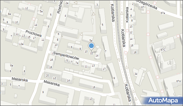 Kraków, Semperitowców, 12, mapa Krakowa