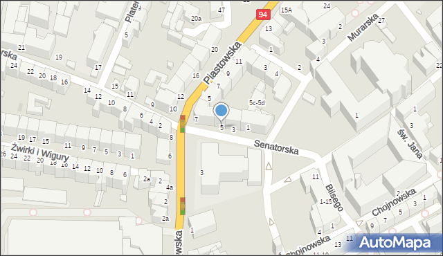 Legnica, Senatorska, 5, mapa Legnicy