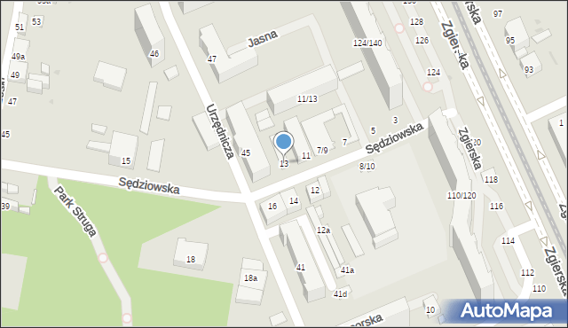 Łódź, Sędziowska, 13, mapa Łodzi