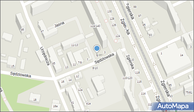 Łódź, Sędziowska, 5, mapa Łodzi