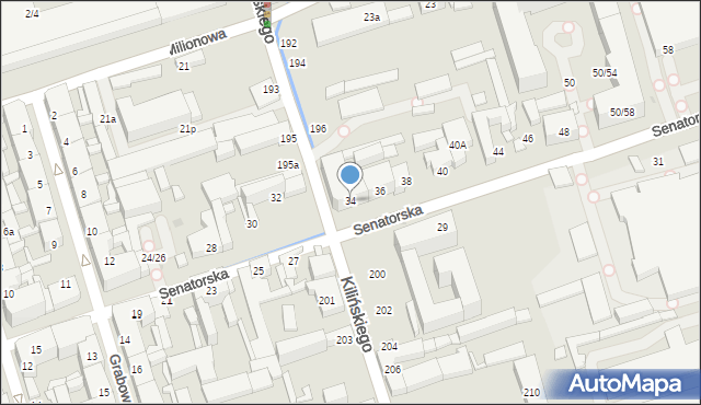 Łódź, Senatorska, 34, mapa Łodzi
