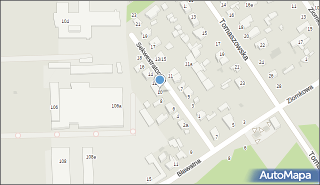 Łódź, Sekwestratorska, 10, mapa Łodzi