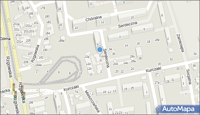 Łódź, Serdeczna, 2d, mapa Łodzi