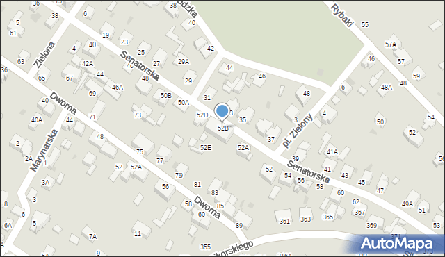 Łomża, Senatorska, 52B, mapa Łomży