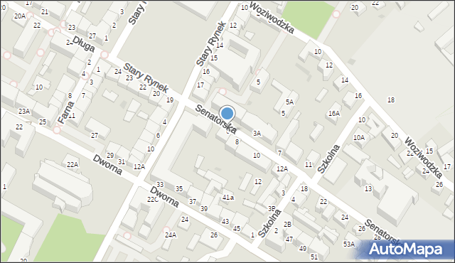 Łomża, Senatorska, 6, mapa Łomży